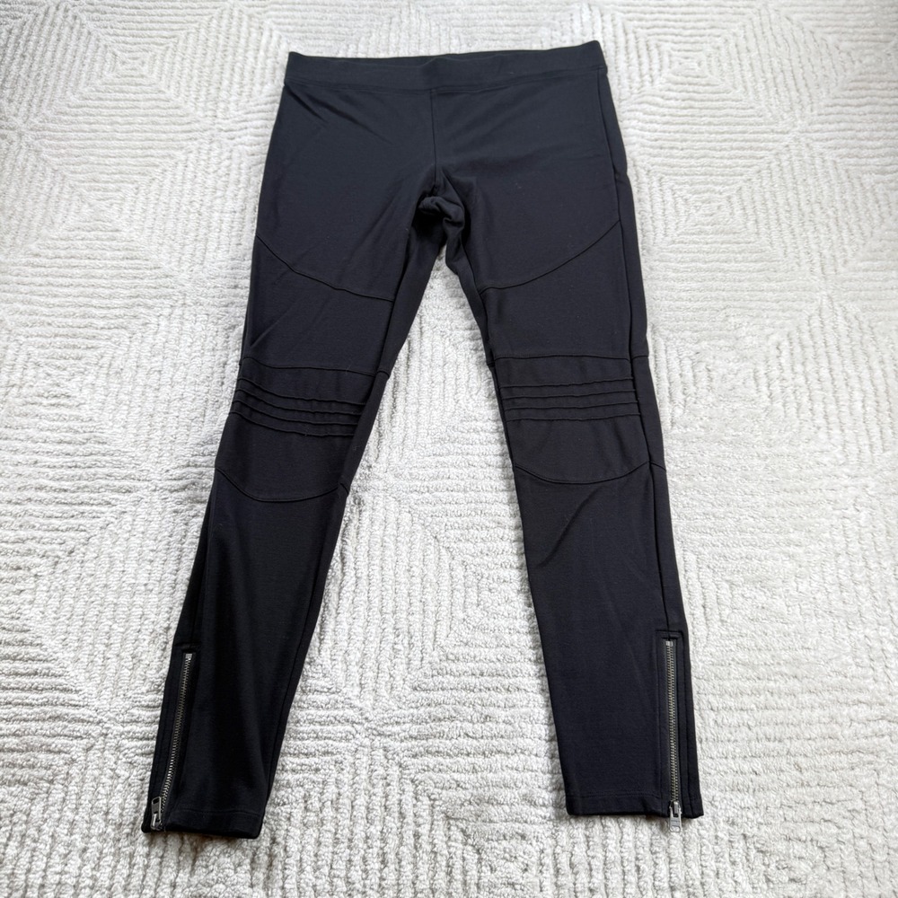 Express Moto Leggings Womens S Black Ribbed Knee Skinny Pants Biker Goth Punk